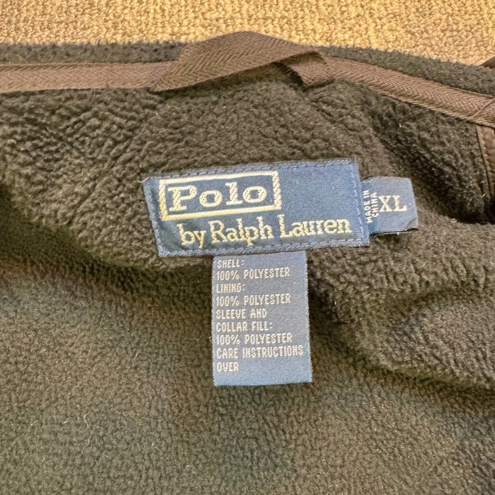 Polo Ralph Lauren Mens XL Quilted‎ Barn Jacket Brown Suede Trim Fleece Vintage